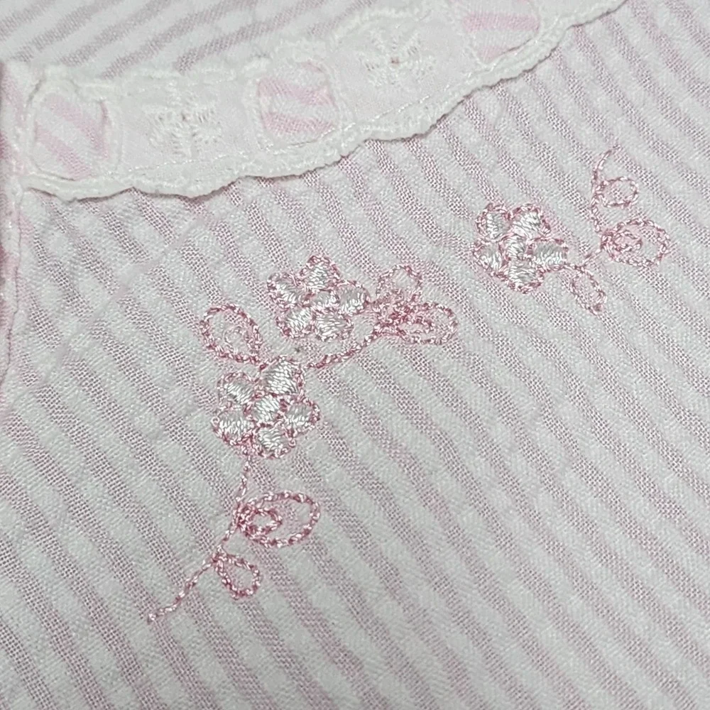 Miss‎ Elaine Pink Sleeveless  Embroidered Sleep shirt Nightgown Women's Sz S